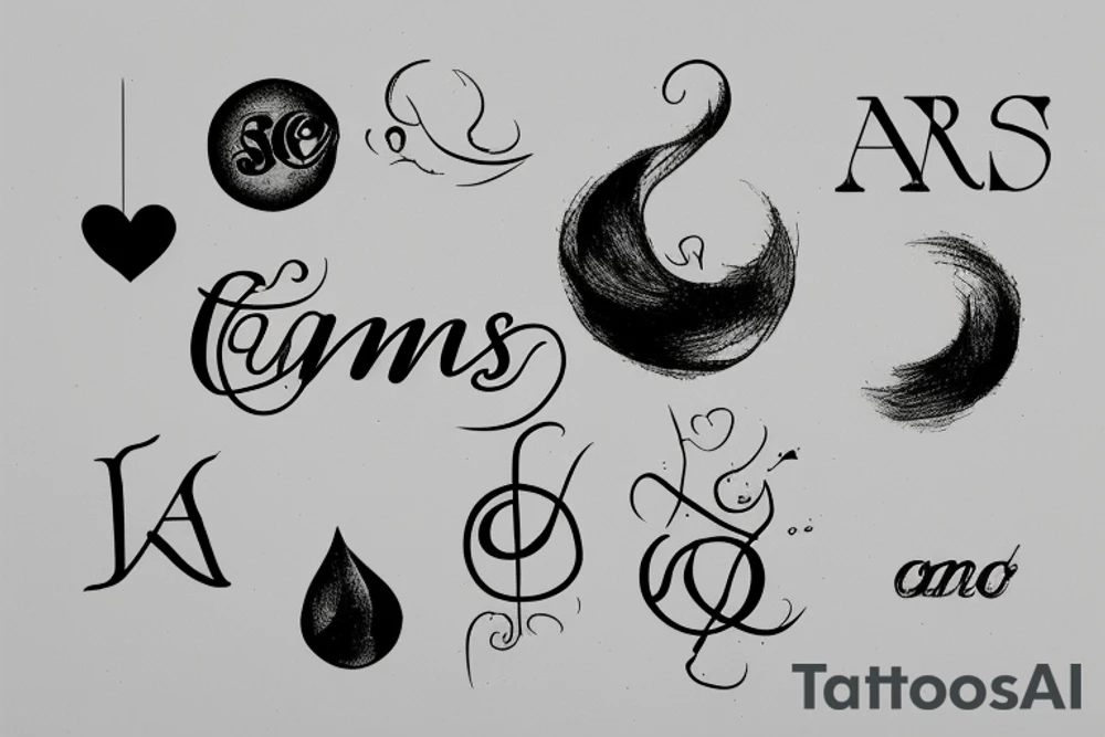 simple script, times new roman, "A²R" tattoo idea