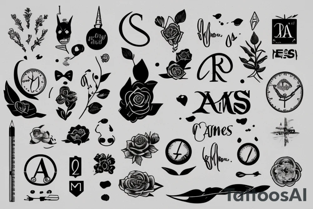 simple script, times new roman, "A²R" tattoo idea