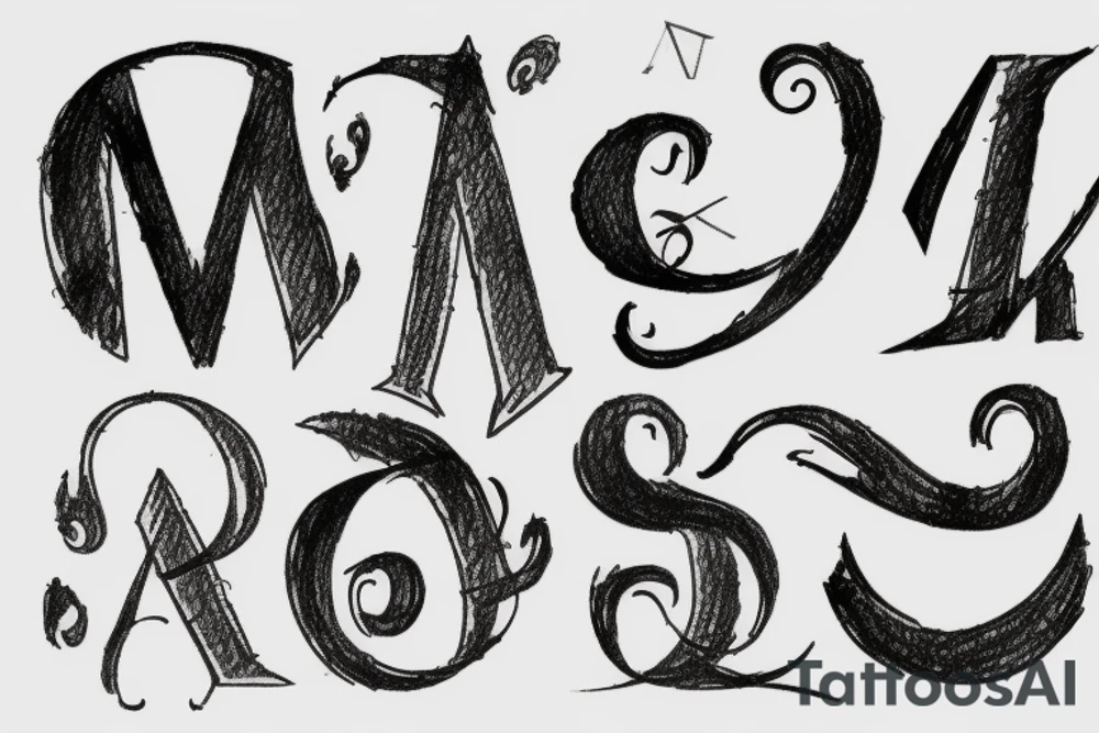 simple script, times new roman, "A²R" tattoo idea