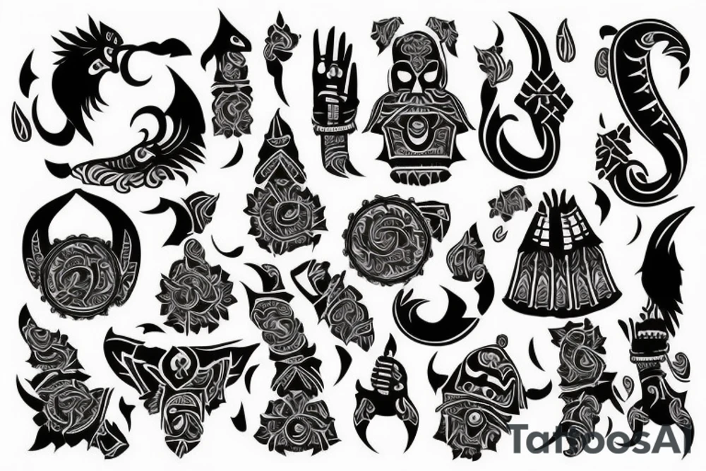 tribal tattoo with this text on it 
"Aarयन  Saaची" tattoo idea