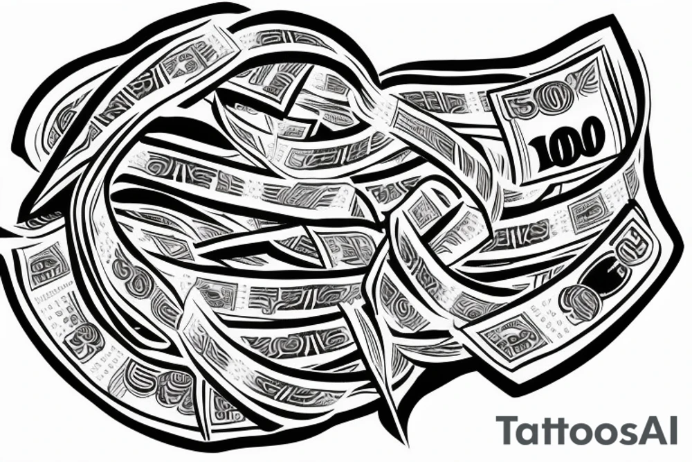 Wad of money with a rubber band around it tattoo idea