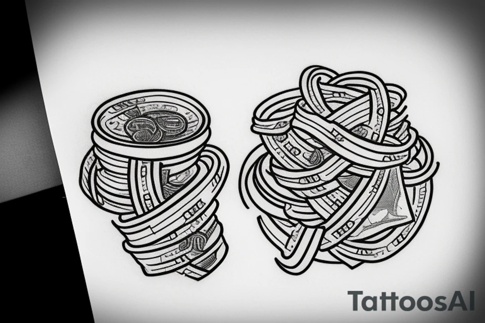 Wad of money with a rubber band around it tattoo idea