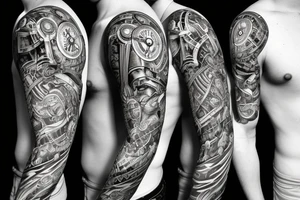 Spartan helmet flows to compass flows to timepiece blends with holy trinity tattoo idea