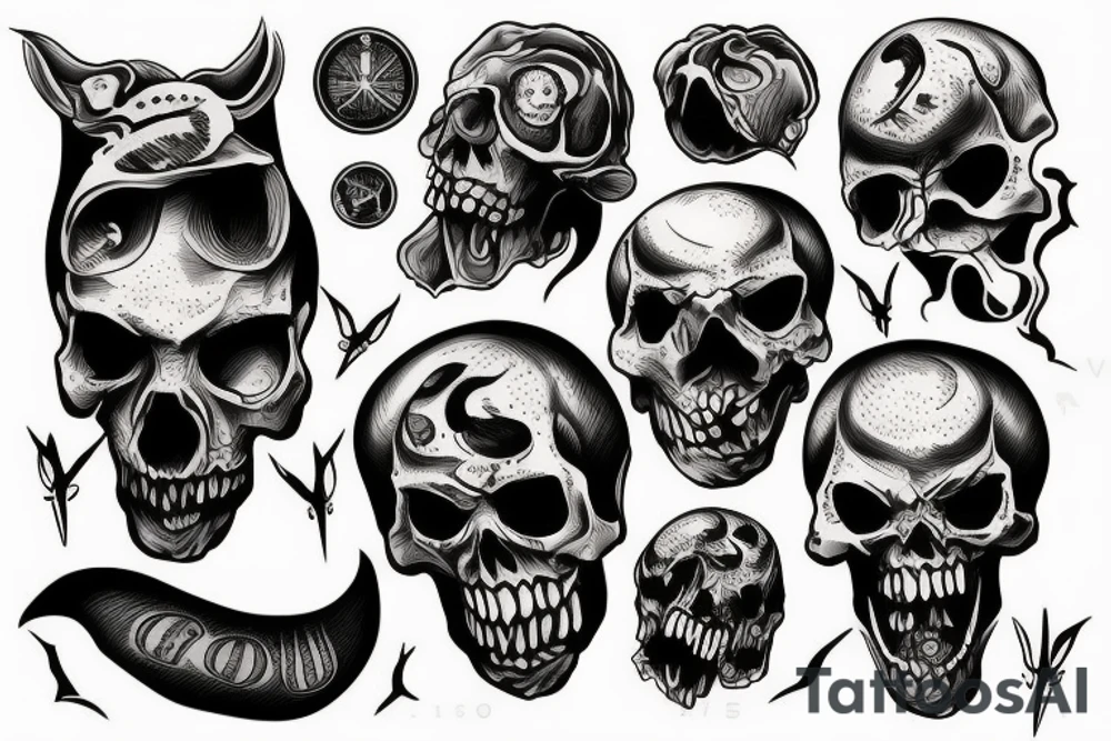 Shooting the devil in the skull tattoo idea