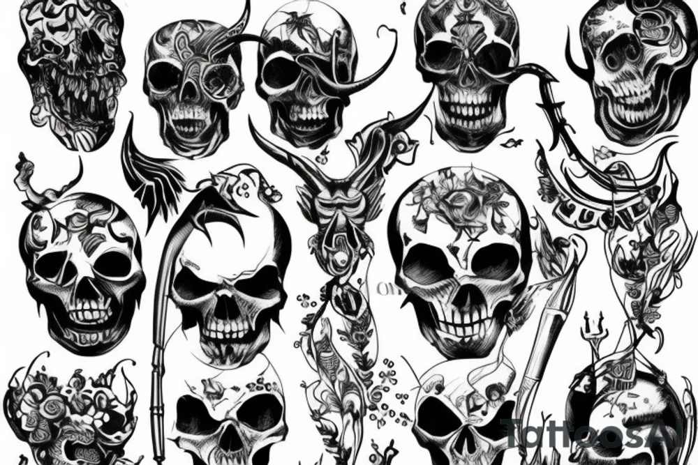 Shooting the devil in the skull tattoo idea