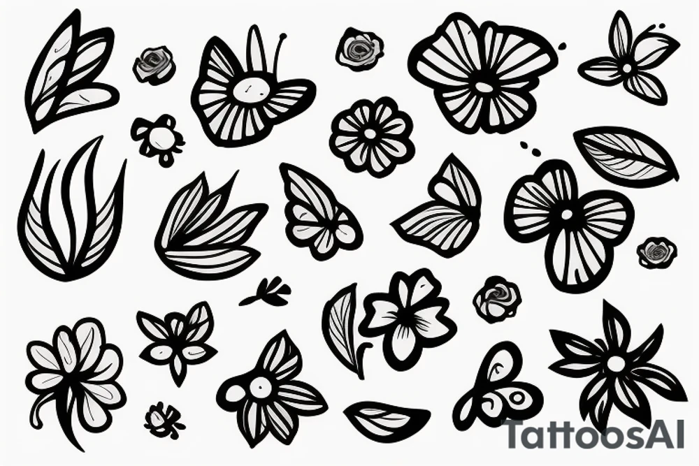 a flower with a butter fly on it tattoo idea