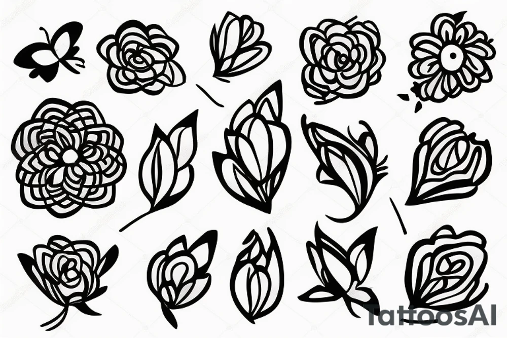 a flower with a butter fly on it tattoo idea