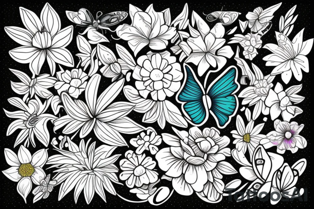 a flower with a butterfly on it tattoo idea