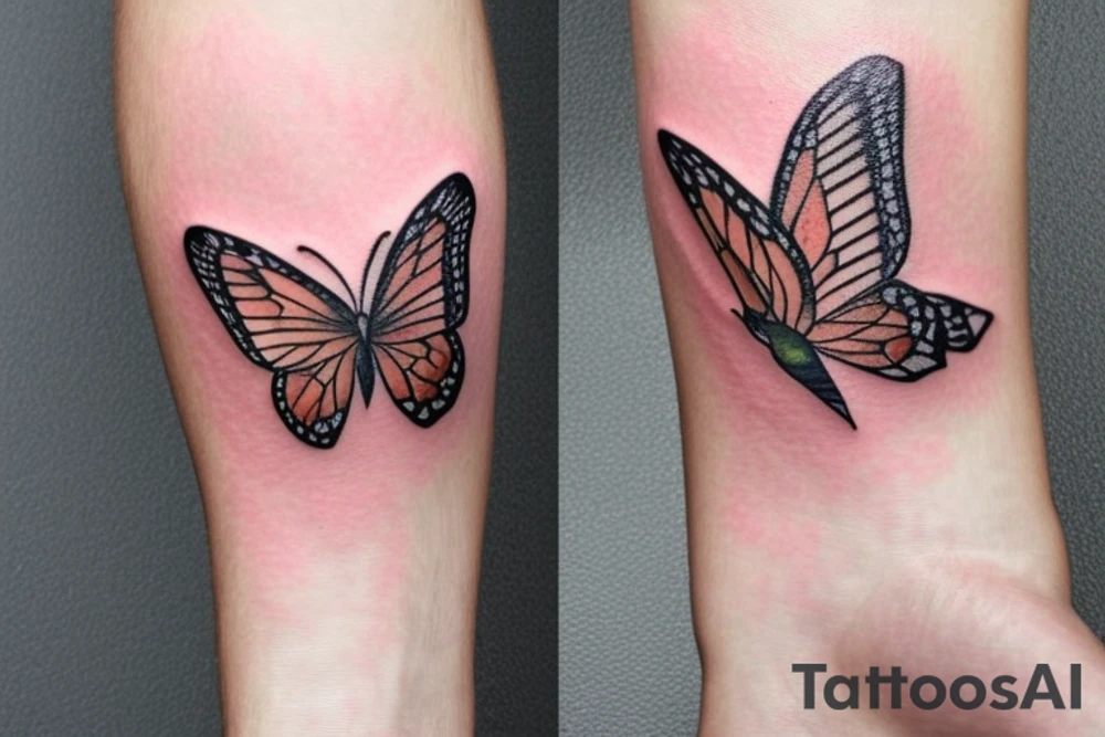 a flower with a butterfly on it tattoo idea
