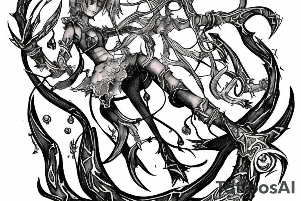 Final Fantasy XIV Astrologian with League of legends Haunted Zyra and Zilean tattoo idea