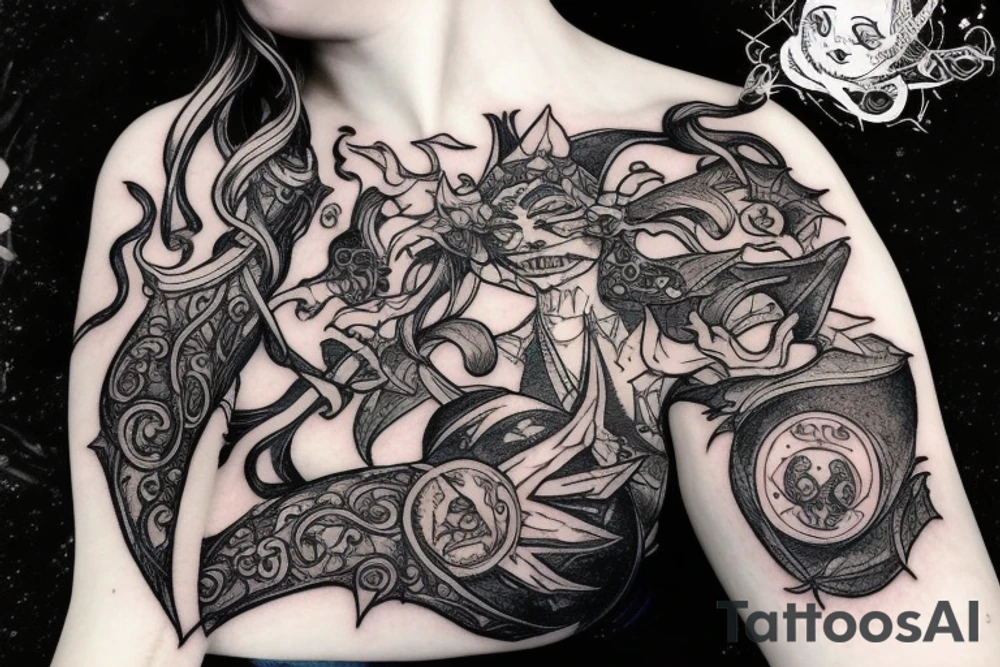 Final Fantasy XIV Astrologian with League of legends Haunted Zyra and Zilean tattoo idea