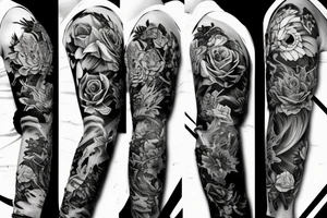 Full sleeve, roses, final fantasy XIV, lion's head, tattoo idea
