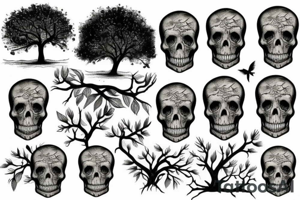 Tree and skull tattoo idea