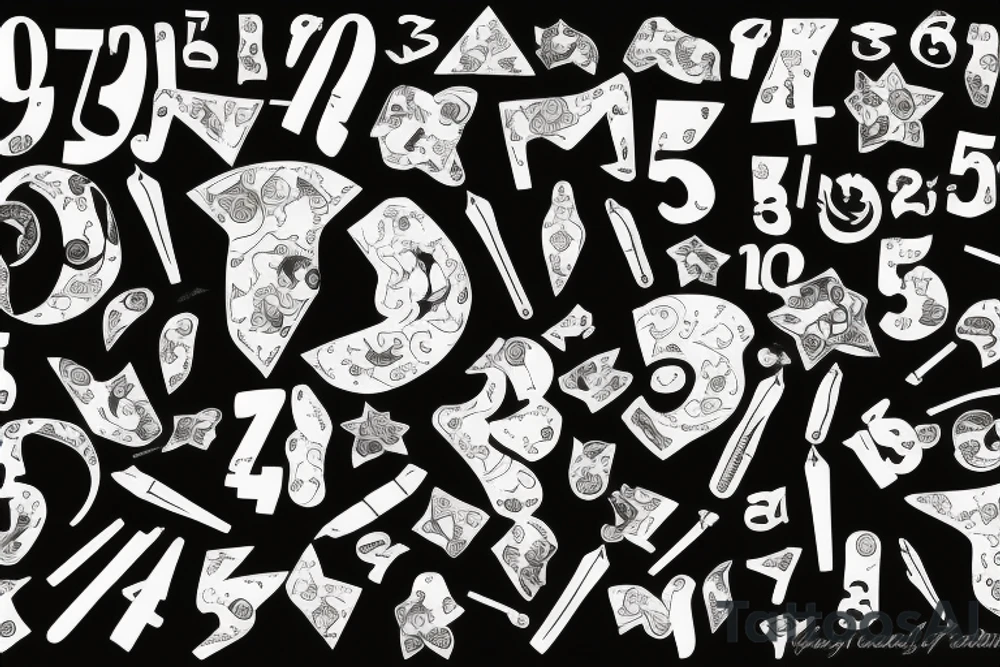 numbers fifty-seven tattoo idea