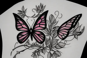 butterfly with ribbon and lilacs tattoo idea