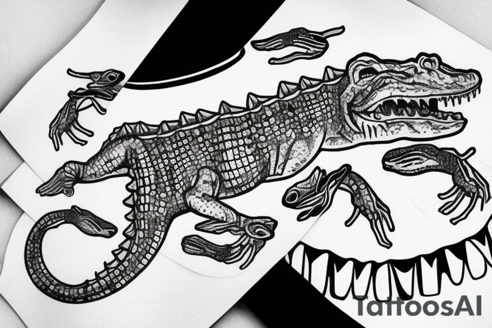 crocodile in a suit tattoo idea