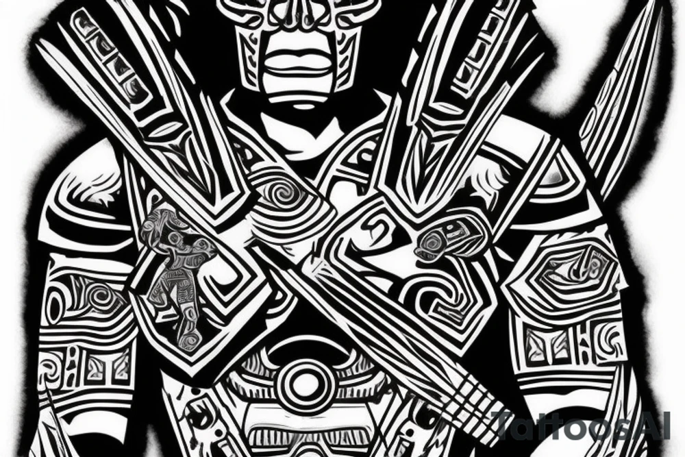 detailed strong aztec warrior with armor in battle tattoo idea detailed strong aztec warrior with armor in battle tattoo idea
