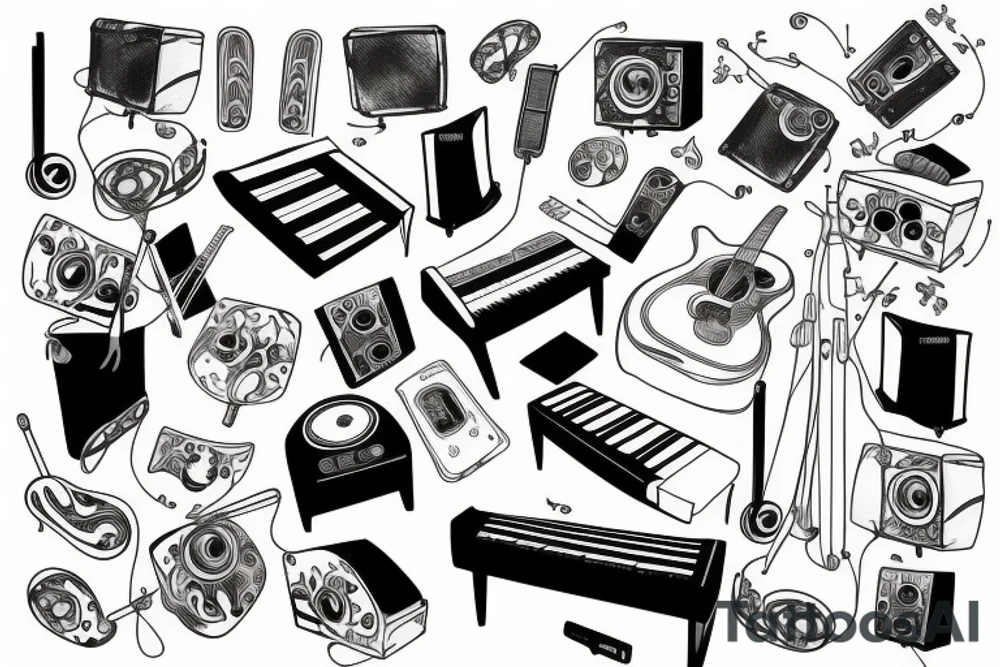 Music, piano, DJ tattoo idea
