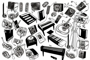 Music, piano, DJ tattoo idea