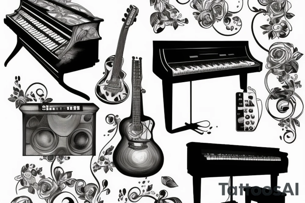 Music, piano, DJ tattoo idea