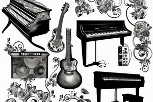 Music, piano, DJ tattoo idea