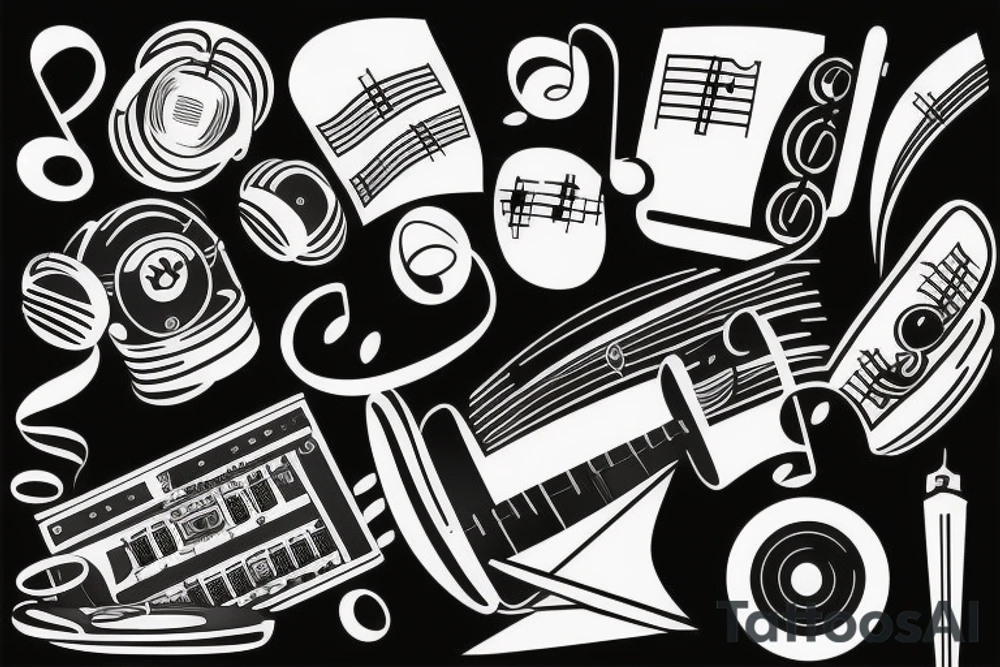 Music, piano, DJ tattoo idea