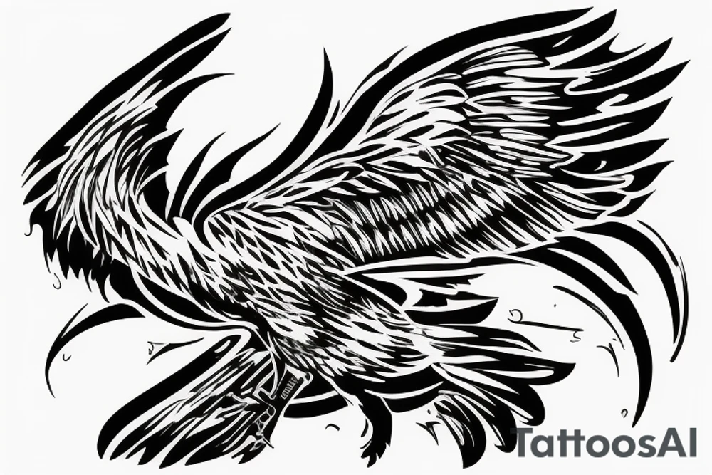 A hawk on the back tattoo idea