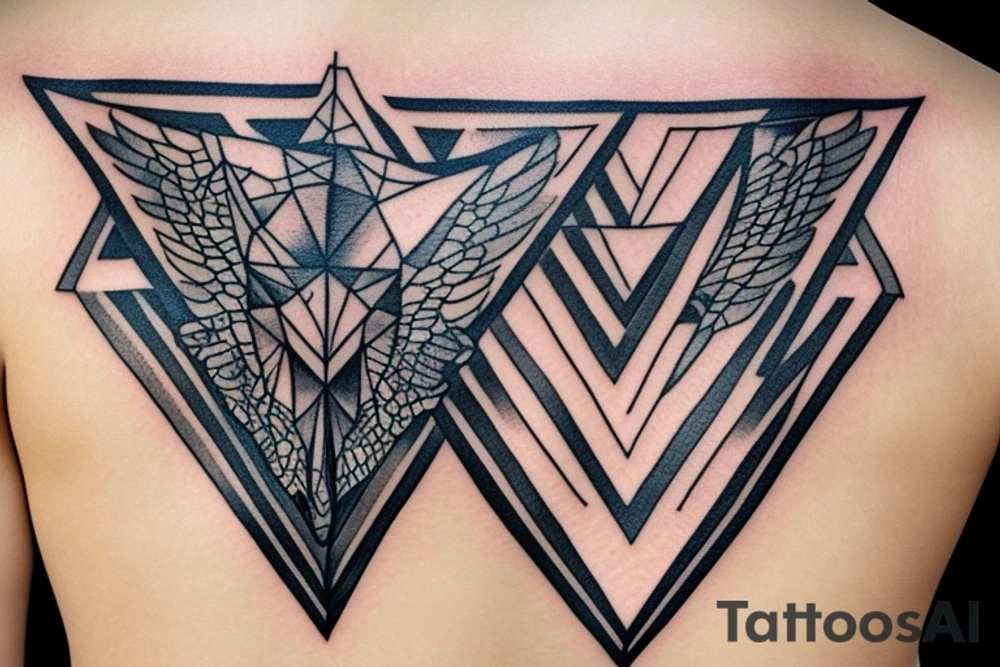 A hawk on the back shpaed in a triangle tattoo idea