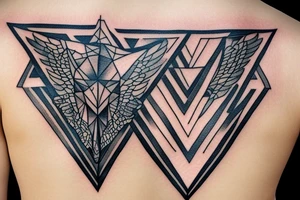 A hawk on the back shpaed in a triangle tattoo idea