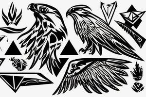 A hawk on the back shpaed in a triangle tattoo idea