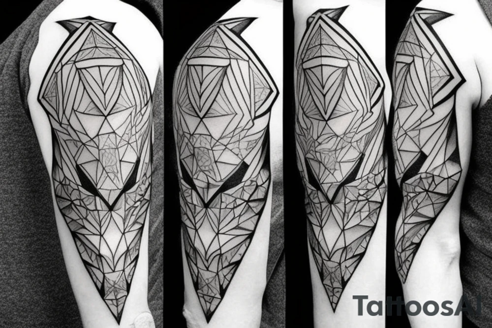 wolf, greek mythology, geometric concept sleeve tattoo idea wolf, greek mythology, geometric concept sleeve tattoo idea