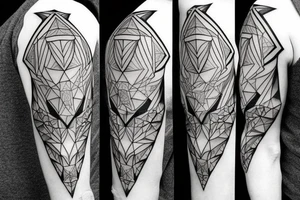 wolf, greek mythology, geometric concept sleeve tattoo idea