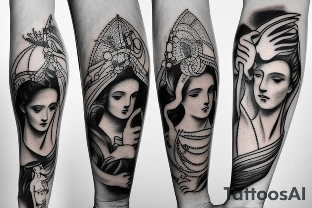 greek mythology collage tattoo idea