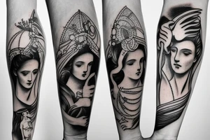 greek mythology collage tattoo idea
