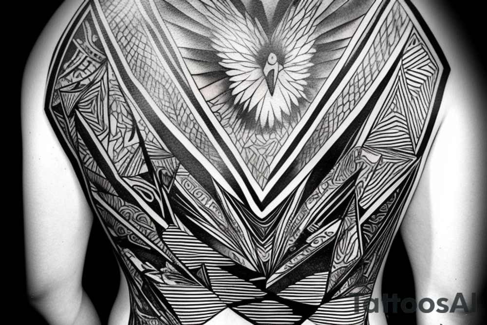 eagle on the back shpaed in a triangle tattoo idea