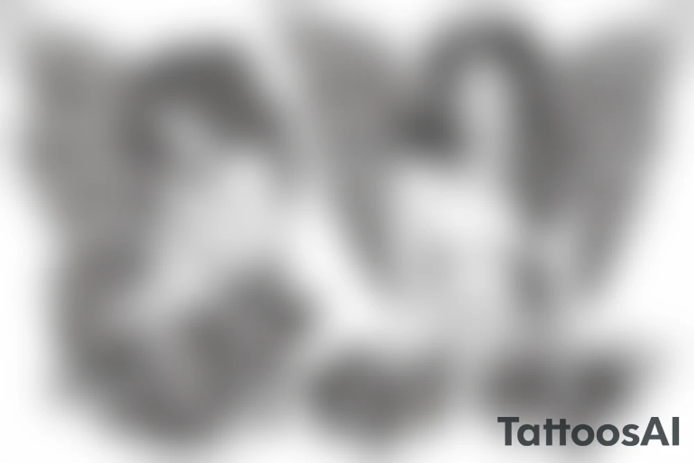 Greek God with angel wings surrounded by flowers tattoo idea
