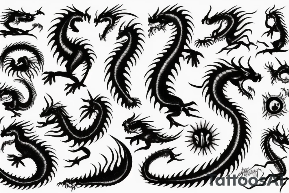 sun dragon tattoo idea