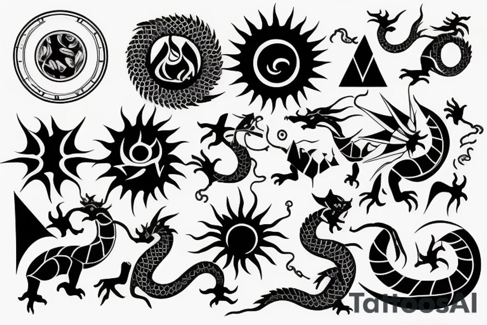 sun and dragon tattoo idea