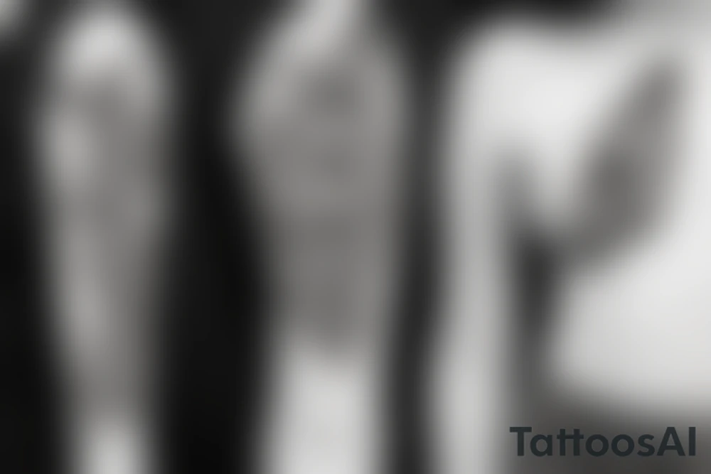 A large butterfly centered between patches of sunflowers with bees flying around tattoo idea