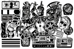 Blend of Movies and Music tattoo idea