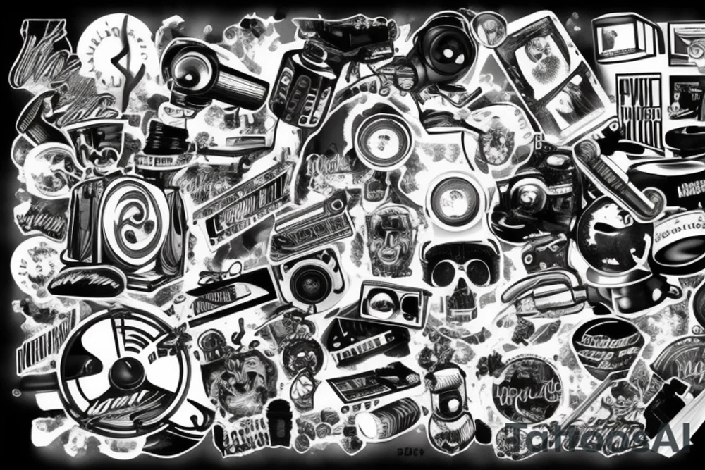 Blend of Movies and Music tattoo idea
