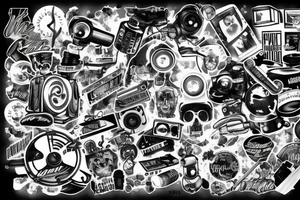 Blend of Movies and Music tattoo idea