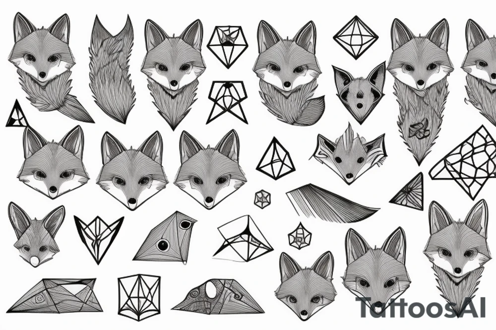 red fox geometry tattoo idea