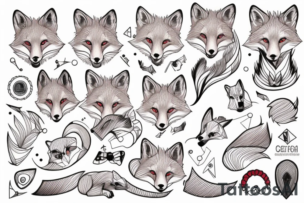 red fox geometry tattoo idea