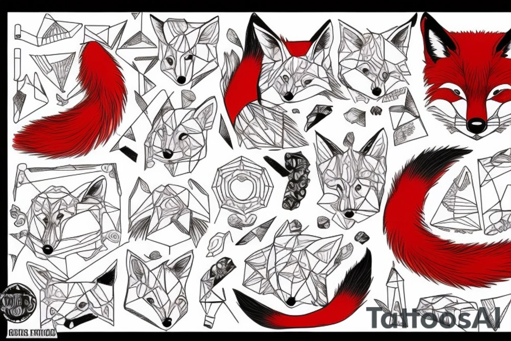 red fox geometry tattoo idea