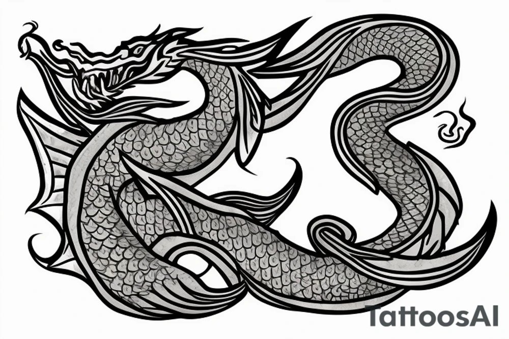 dragon with fire tattoo idea