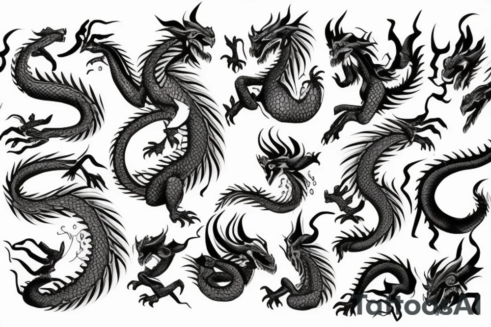 dragon with fire tattoo idea