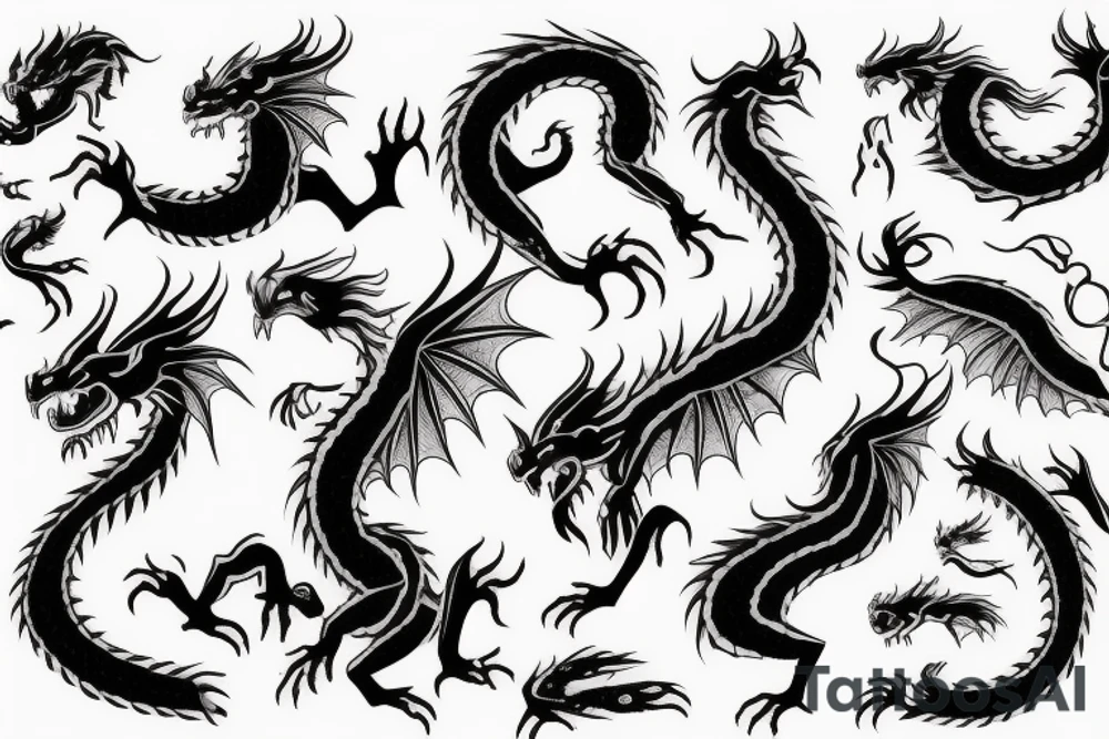 calf in the shape of a dragon tattoo idea