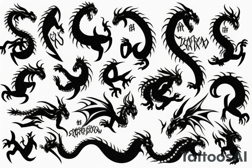 calf in the shape of a dragon tattoo idea