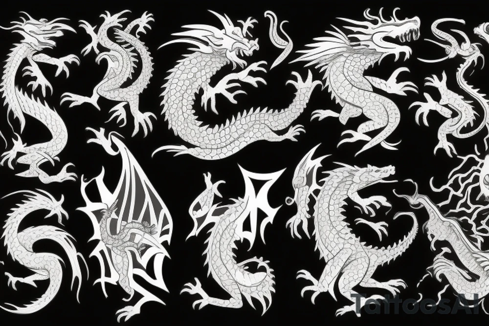 dragon with fire tattoo idea